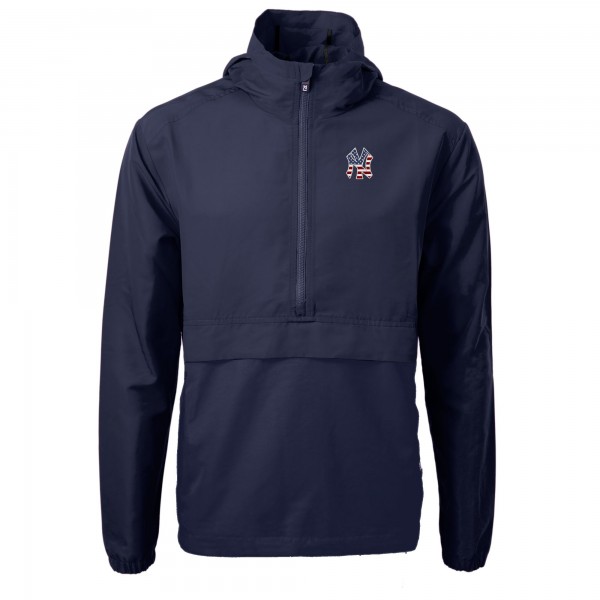Куртка на короткой молнии New York Yankees Cutter & Buck Americana Logo Charter Eco Knit Recycled Anorak - Navy