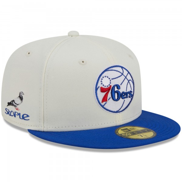 Бейсболка Philadelphia 76ers New Era x Staple NBA x Staple Two-Tone 59FIFTY - Cream/Royal