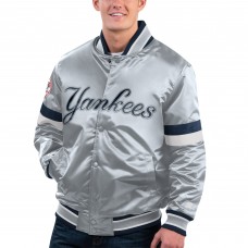New York Yankees Starter Gray Home Game Satin Full-Snap Varsity Jacket