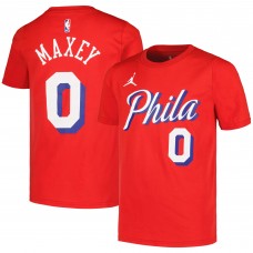 Подростковая Philadelphia 76ers Tyrese Maxey Jordan Brand Red Name & Number Statement T-Shirt