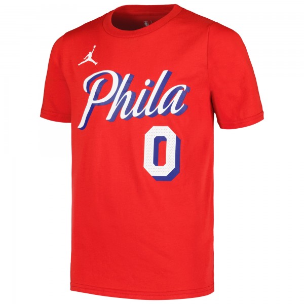Подростковая Philadelphia 76ers Tyrese Maxey Jordan Brand Red Name & Number Statement T-Shirt