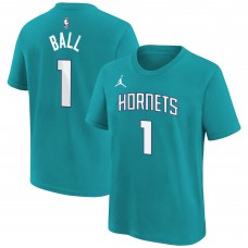 Именная футболка LaMelo Ball Charlotte Hornets Jordan Brand Youth Icon - Teal