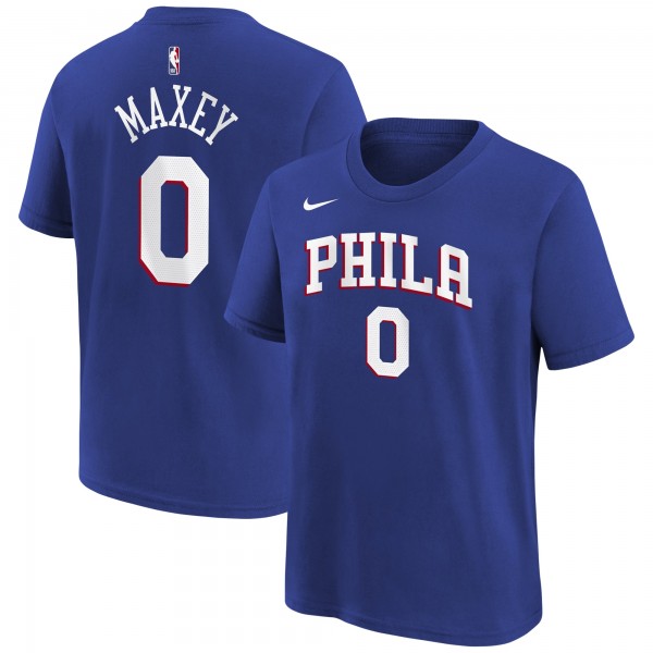 Подростковая Philadelphia 76ers Tyrese Maxey Royal Icon Name & Number T-Shirt
