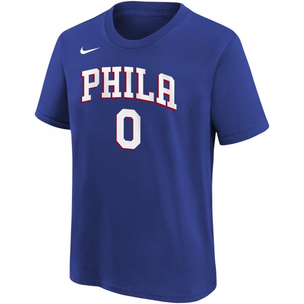 Подростковая Philadelphia 76ers Tyrese Maxey Royal Icon Name & Number T-Shirt