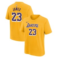 Футболка Подростковая Los Angeles Lakers LeBron James Gold Icon Name & Number