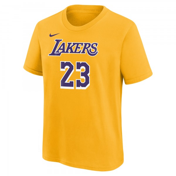 Футболка Подростковая Los Angeles Lakers LeBron James Gold Icon Name & Number
