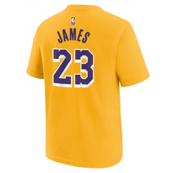 Футболка Подростковая Los Angeles Lakers LeBron James Gold Icon Name & Number