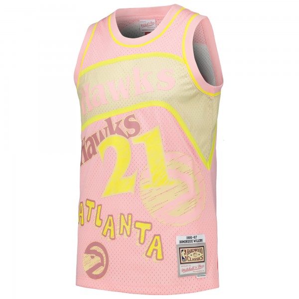 Dominique Wilkins Atlanta Hawks Mitchell & Ness 1986/87 Swingman Sidewalk Sketch Jersey - Pink