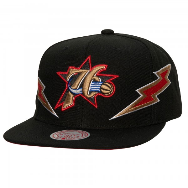 Бейсболка Philadelphia 76ers Mitchell & Ness Hardwood Classics Soul Double Trouble Lightning - Black