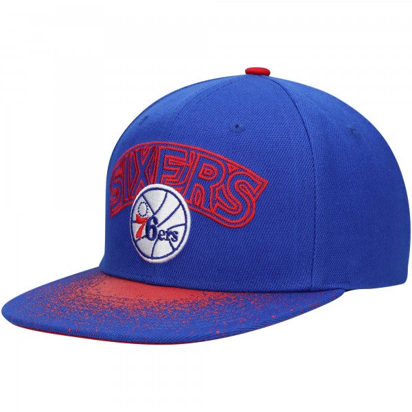 Бейсболка Philadelphia 76ers Mitchell & Ness Hardwood Classics Energy Re-Take Speckle Brim - Blue