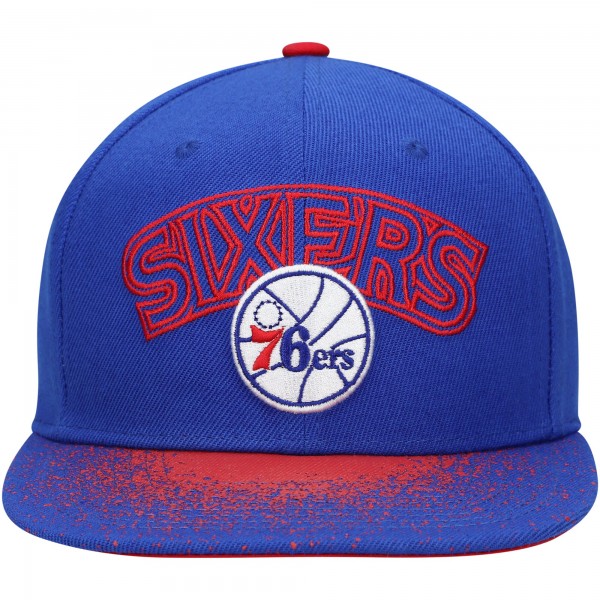 Бейсболка Philadelphia 76ers Mitchell & Ness Hardwood Classics Energy Re-Take Speckle Brim - Blue
