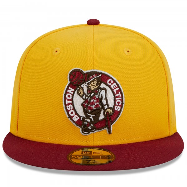Бейсболка Boston Celtics New Era Fall Leaves 2-Tone 59FIFTY - Yellow/Red