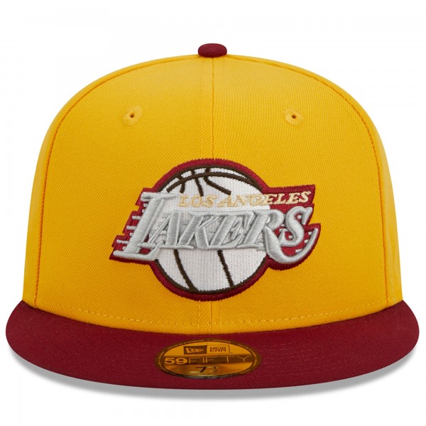 Бейсболка Los Angeles Lakers New Era Fall Leaves 2-Tone 59FIFTY - Yellow/Red