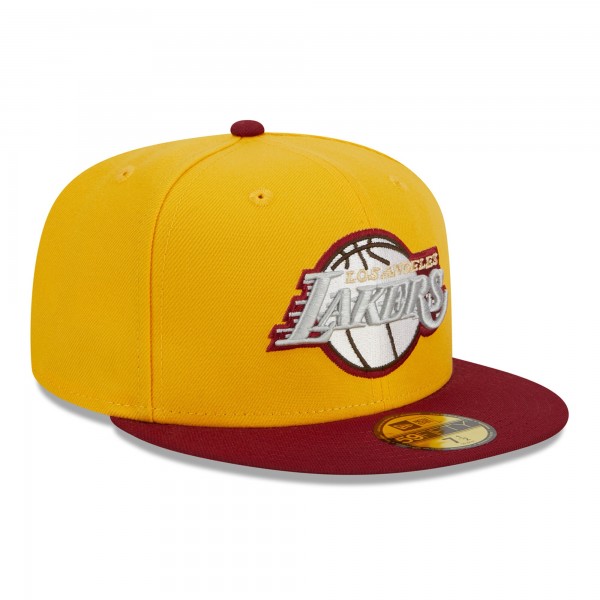 Бейсболка Los Angeles Lakers New Era Fall Leaves 2-Tone 59FIFTY - Yellow/Red