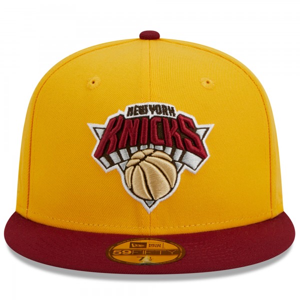 Бейсболка New York Knicks New Era Fall Leaves 2-Tone 59FIFTY - Yellow/Red