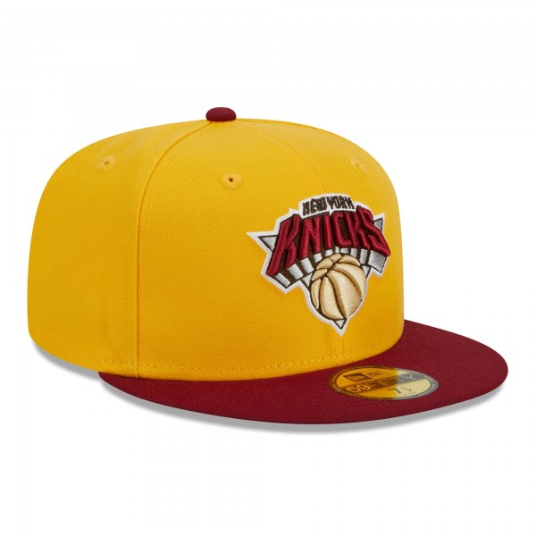 Бейсболка New York Knicks New Era Fall Leaves 2-Tone 59FIFTY - Yellow/Red
