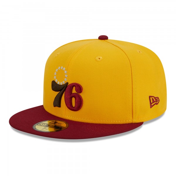Бейсболка Philadelphia 76ers New Era Fall Leaves 2-Tone 59FIFTY - Yellow/Red