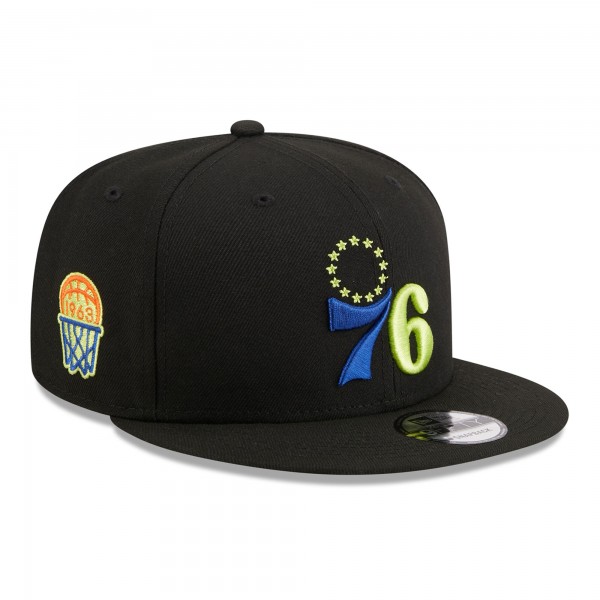 Бейсболка Philadelphia 76ers New Era Neon Pop 9FIFTY - Black
