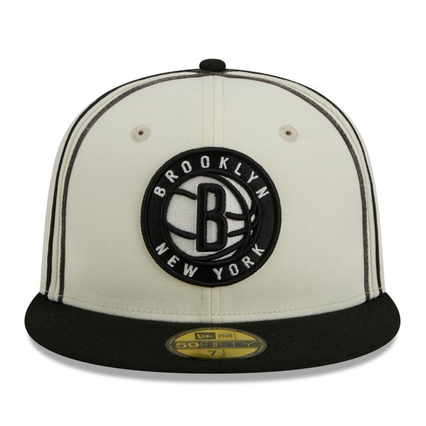 Бейсболка Brooklyn Nets New Era Piping 2-Tone 59FIFTY - Cream/Black