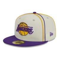 Бейсболка Los Angeles Lakers New Era Piping 2-Tone 59FIFTY - Cream/Purple