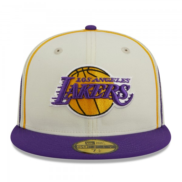 Бейсболка Los Angeles Lakers New Era Piping 2-Tone 59FIFTY - Cream/Purple