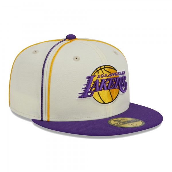 Бейсболка Los Angeles Lakers New Era Piping 2-Tone 59FIFTY - Cream/Purple