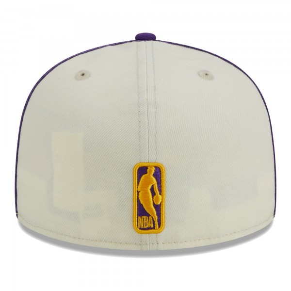 Бейсболка Los Angeles Lakers New Era Piping 2-Tone 59FIFTY - Cream/Purple