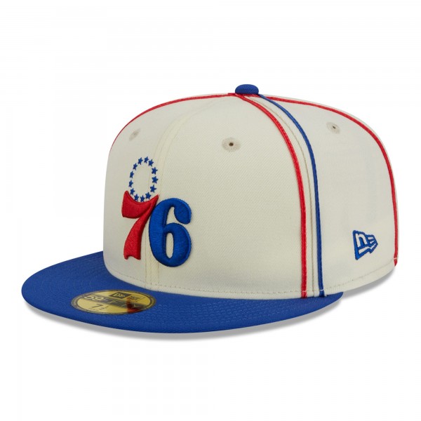 Бейсболка Philadelphia 76ers New Era Piping 2-Tone 59FIFTY - Cream/Royal