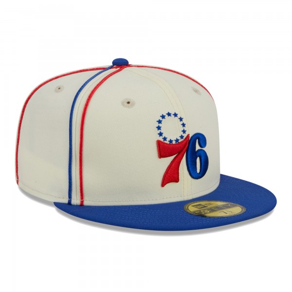 Бейсболка Philadelphia 76ers New Era Piping 2-Tone 59FIFTY - Cream/Royal