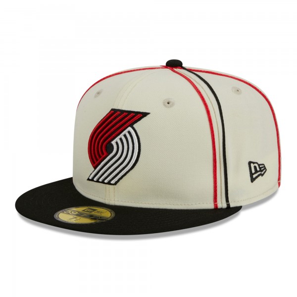 Бейсболка Portland Trail Blazers New Era Piping 2-Tone 59FIFTY - Cream/Black