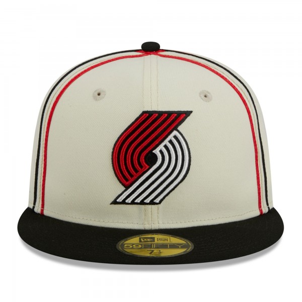 Бейсболка Portland Trail Blazers New Era Piping 2-Tone 59FIFTY - Cream/Black