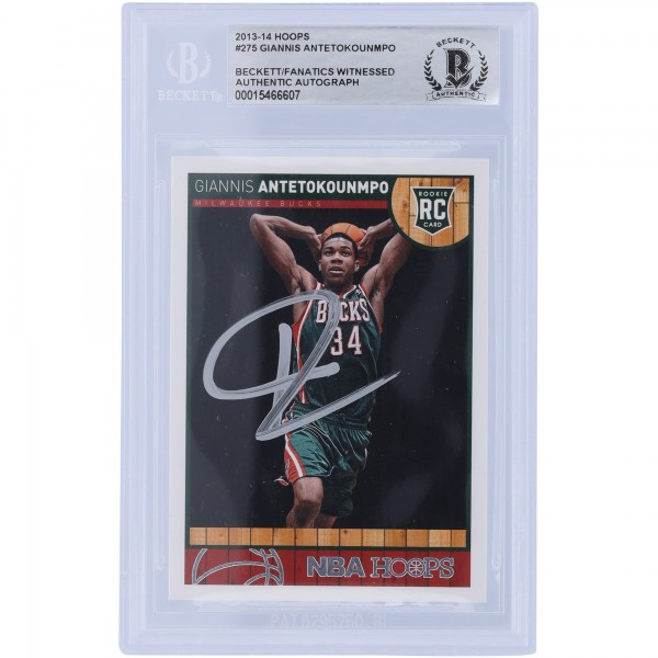 Giannis Antetokounmpo Milwaukee Bucks Autographed 2013-14 Panini Hoops #275 Beckett Fanatics Witnessed Authenticated Rookie Card