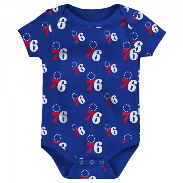 Малышам Philadelphia 76ers Royal/Gray Two-Pack Double Up Bodysuit Set