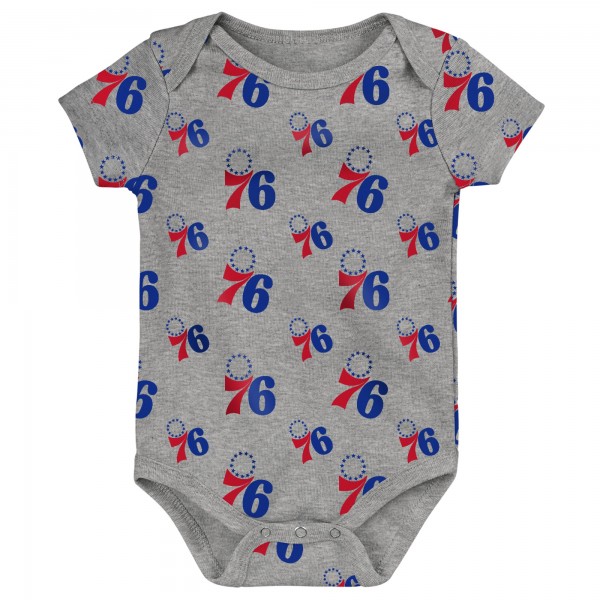 Малышам Philadelphia 76ers Royal/Gray Two-Pack Double Up Bodysuit Set