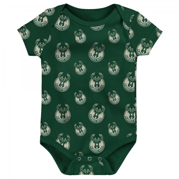 Малышам Milwaukee Bucks Hunter Green/Gray Two-Pack Double Up Bodysuit Set