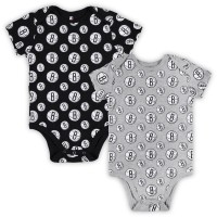 Малышам Brooklyn Nets Gray Two-Pack Double Up Bodysuit Set
