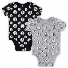 Newborn & Малышам Brooklyn Nets Gray Two-Pack Double Up Bodysuit Set