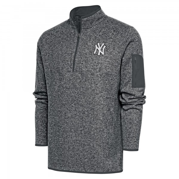 Толстовка на короткой молнии New York Yankees Antigua Metallic Fortune - Graphite