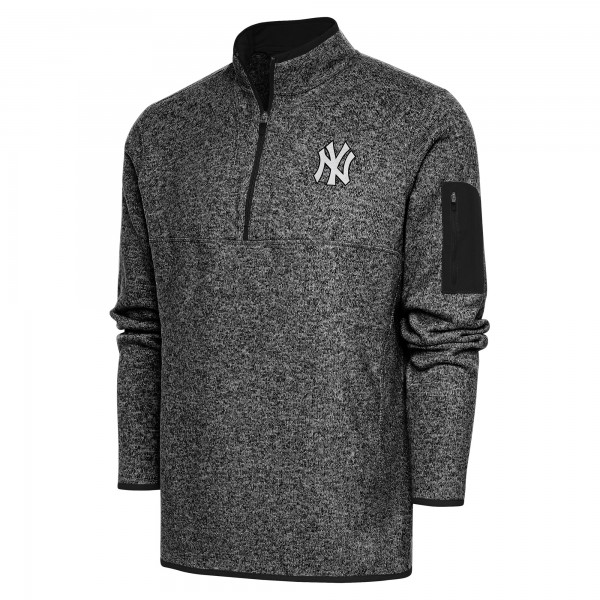 Толстовка на короткой молнии New York Yankees Antigua Metallic Fortune - Heather Black