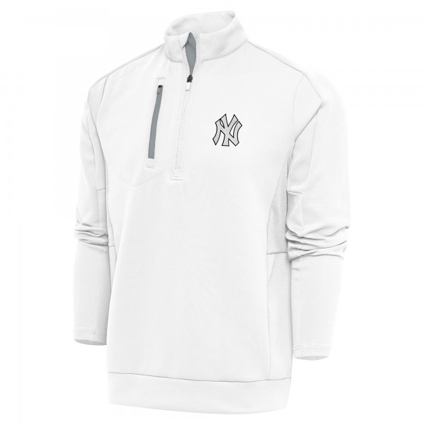 Кофта на короткой молнии New York Yankees Antigua Metallic Generation - White