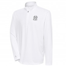 Кофта на короткой молнии New York Yankees Antigua Metallic Tribute - White