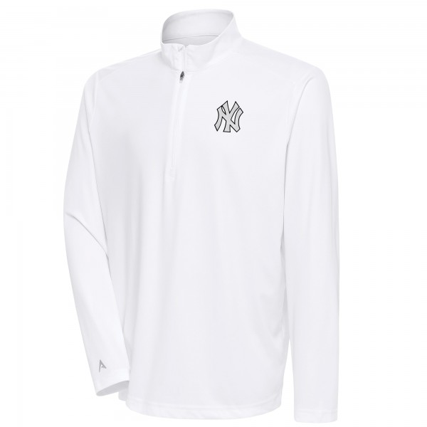 Кофта на короткой молнии New York Yankees Antigua Metallic Tribute - White