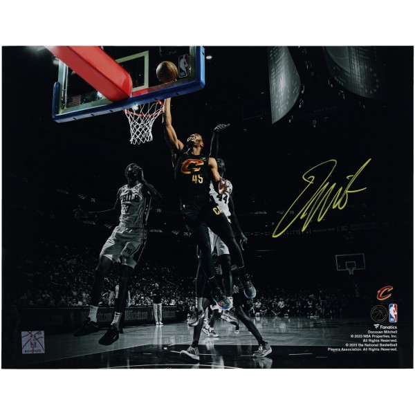 Donovan Mitchell Cleveland Cavaliers Fanatics Authentic Autographed 11 x 14 Spotlight Layup Versus Philadelphia 76ers Photograph