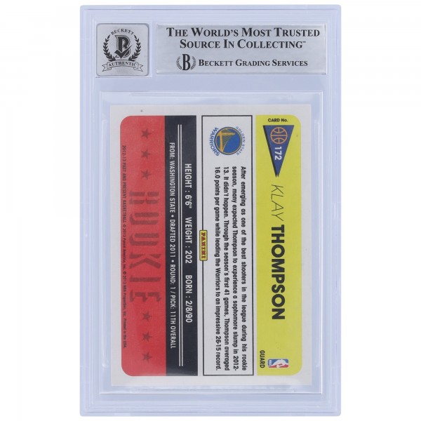Klay Thompson Golden State Warriors Autographed 2012-13 Panini Past & Present #172 Beckett Fanatics Witnessed Authenticated 9/10 Rookie Card