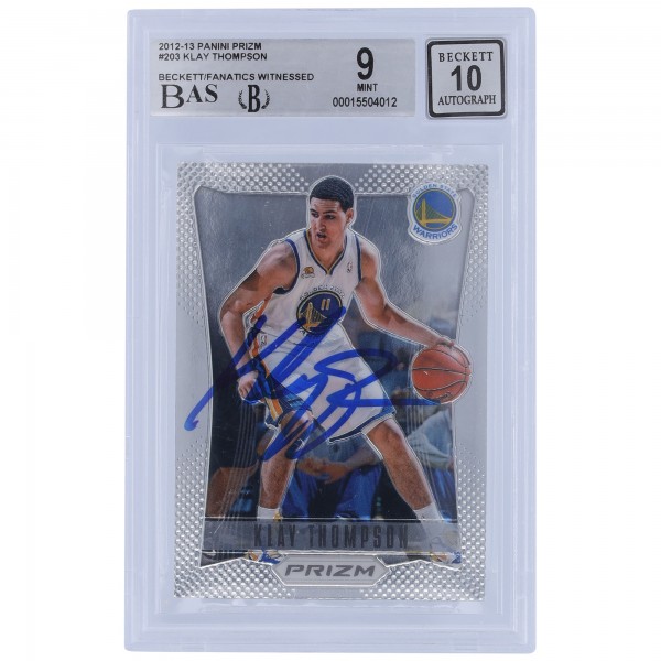 Klay Thompson Golden State Warriors Autographed 2012-13 Panini Prizm #203 Beckett Fanatics Witnessed Authenticated 9/10 Rookie Card