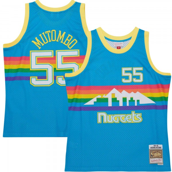 Игровая форма  Dikembe Mutombo Denver Nuggets Mitchell & Ness Hardwood Classics 1991/92 Tropical Swingman - Blue