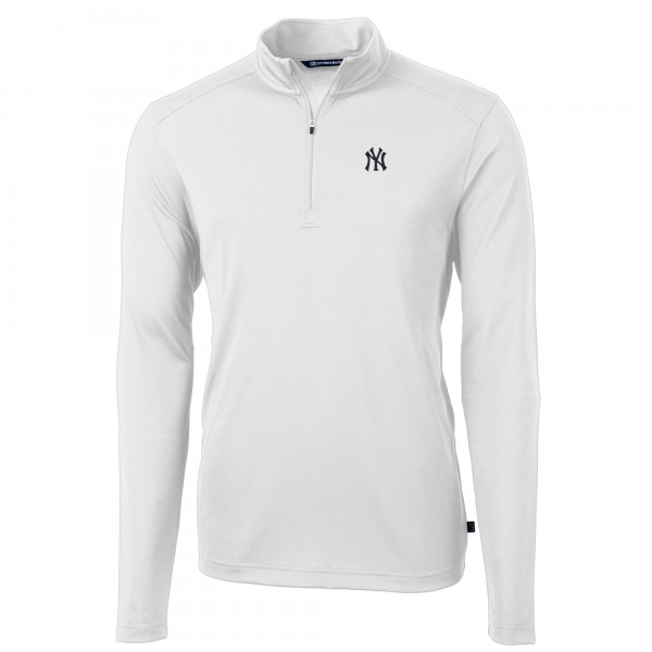 New York Yankees Cutter & Buck White Virtue Eco Pique Recycled Quarter-Zip Pullover Top