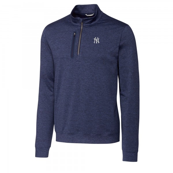 Кофта на короткой молнии New York Yankees Cutter & Buck Stealth Heathered - Navy