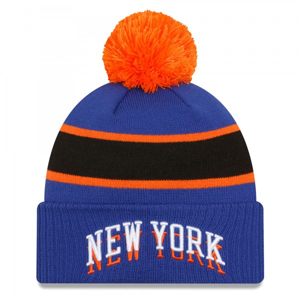 Шапка с помпоном New York Knicks New Era 2023/24 City Edition Cuffed - Blue