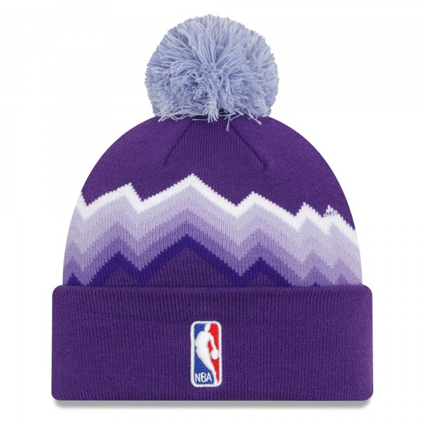 Шапка с помпоном Utah Jazz New Era 2023/24 City Edition Cuffed - Purple